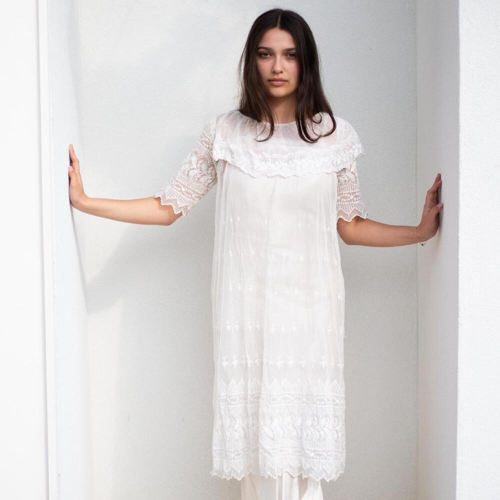 edwardian lace sheer collared top